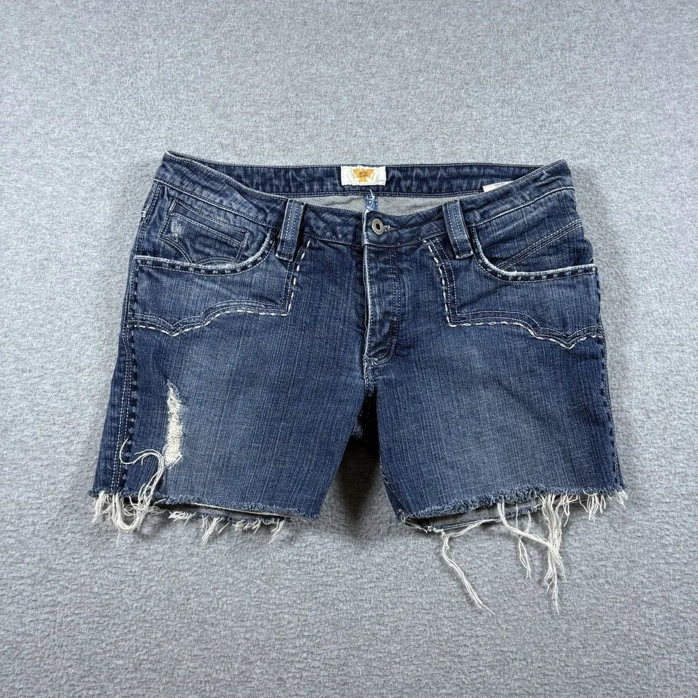 Antik Denim Womens Low Rise Cutoff Shorts 32 Distressed Embroidered Y2K Western